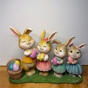 Spring Gatherings Bunny Family Easter Figurine NWT Holding Pastel Eggs